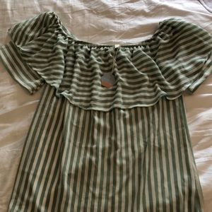 Maternity Mint Green Striped Ruffle
